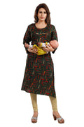 Abstract Print Rayon Feeding Straight Kurti for Women 