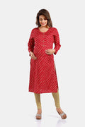 Pink Leheriya Print Rayon Feeding Kurti