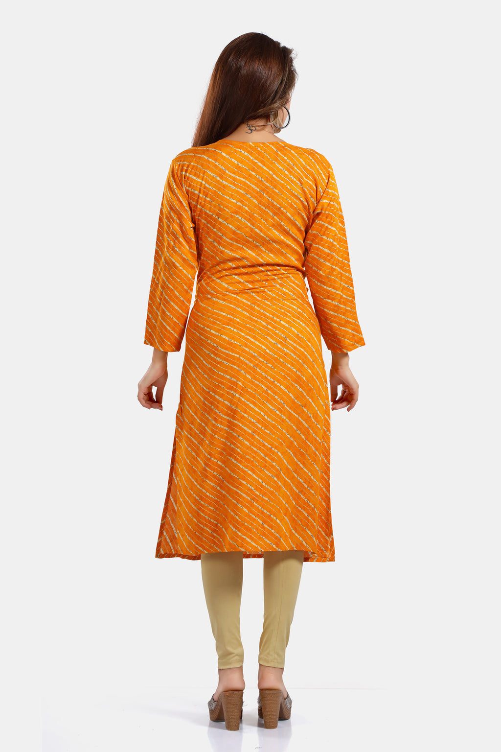Mustard Leheriya Rayon Maternity Feeding Kurti