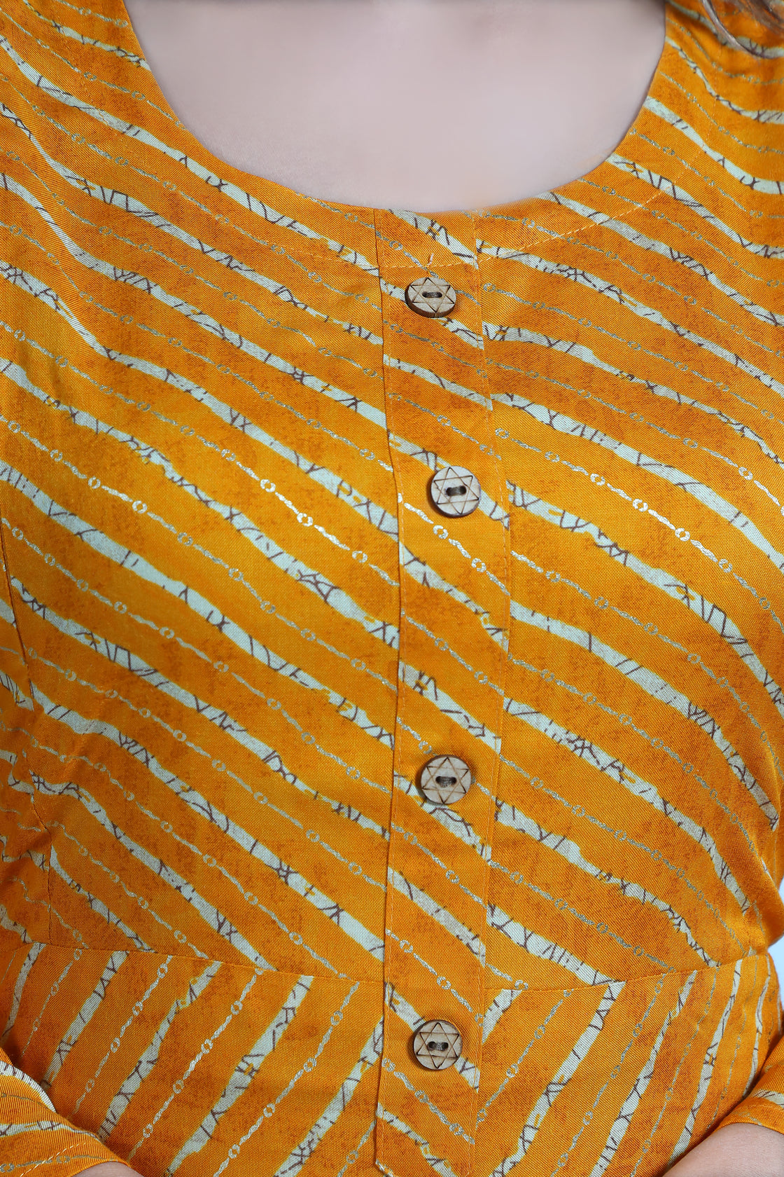 Mustard Leheriya Rayon Maternity Feeding Kurti