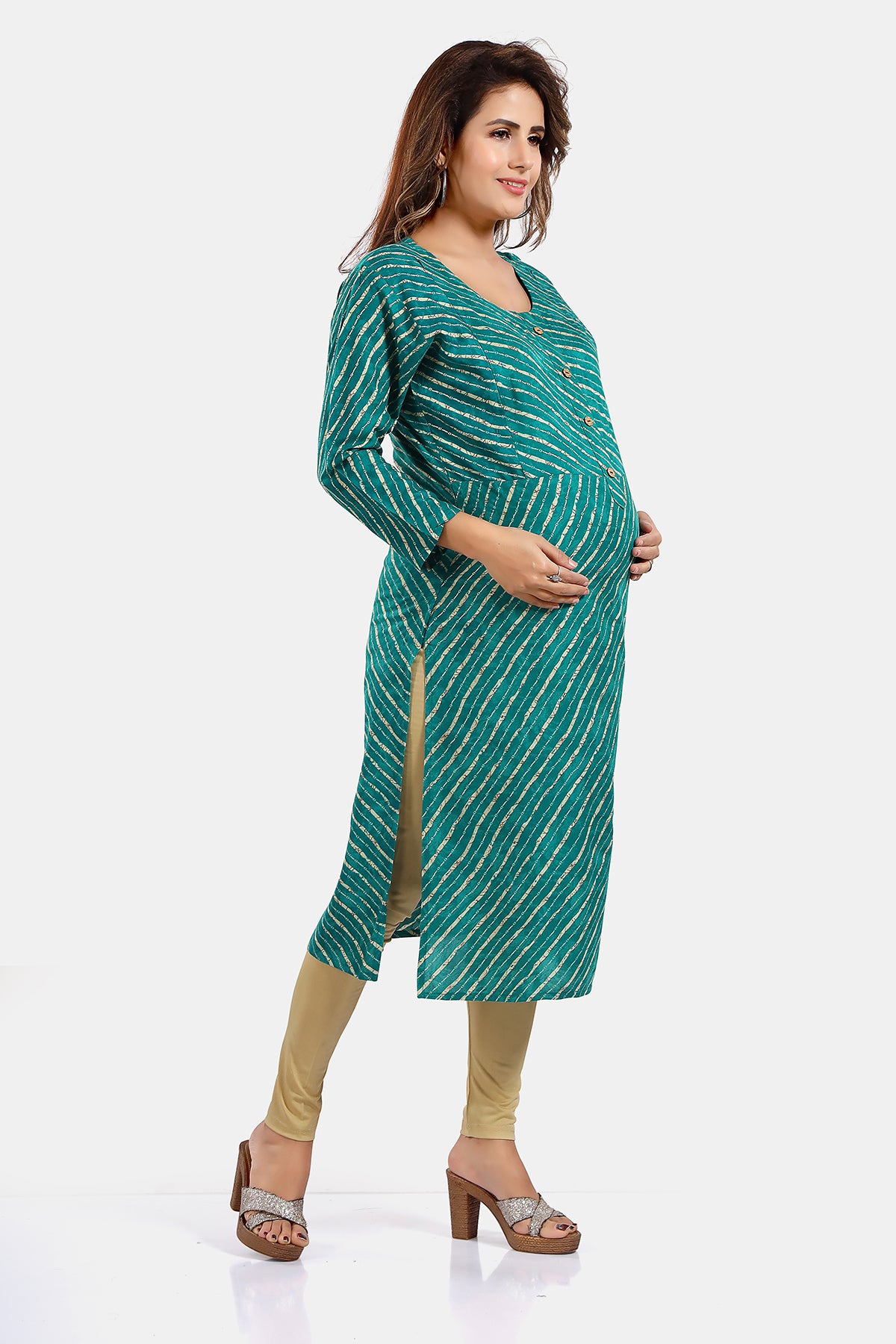 Teal Rayon Feeding/Maternity Daily Wear Kurti