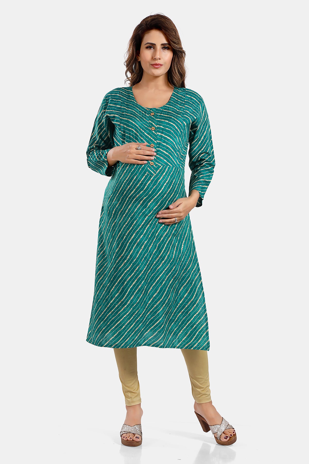 Teal Rayon Feeding/Maternity Daily Wear Kurti