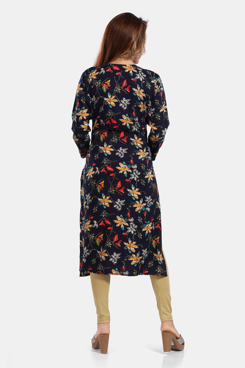 Floral Print Rayon Feeding/Maternity Straight Kurti For Women