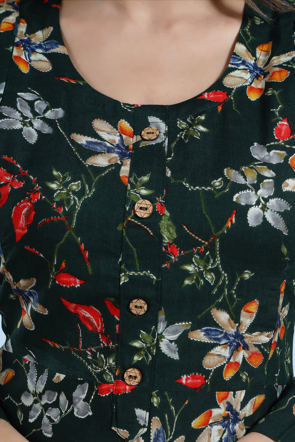 Floral Print Rayon Feeding/Maternity Straight Kurti For Women