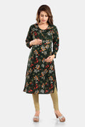 Floral Print Rayon Feeding/Maternity Straight Kurti For Women