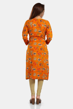 Floral Print Rayon Feeding/Maternity Straight Kurti For Women