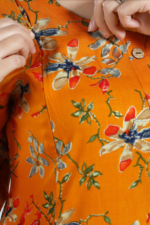 Floral Print Rayon Feeding/Maternity Straight Kurti For Women