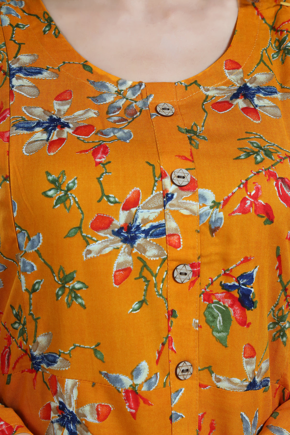 Floral Print Rayon Feeding/Maternity Straight Kurti For Women