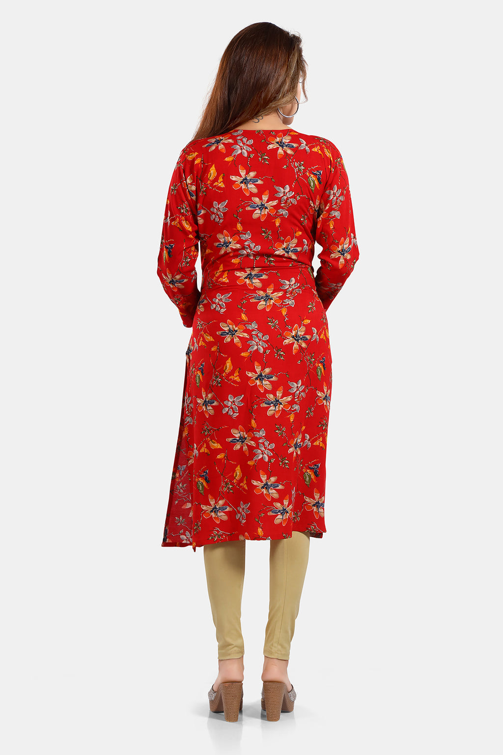 Floral Print Rayon Feeding/Maternity Straight Kurti For Women
