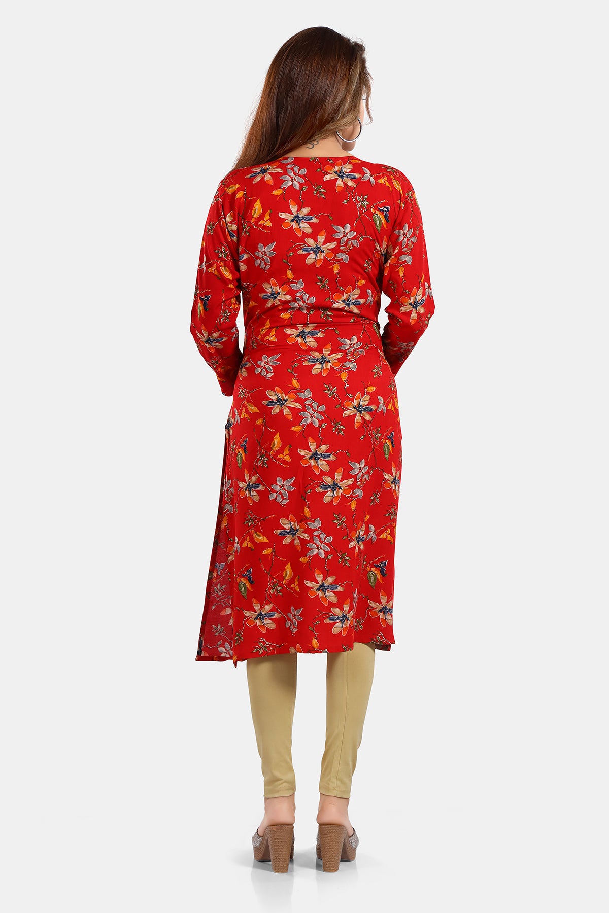 Floral Print Rayon Feeding/Maternity Straight Kurti For Women