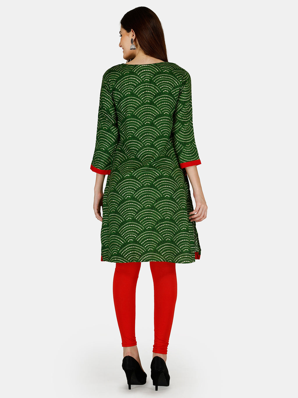 Green Printed Rayon Feeding Straight Kurti for Women