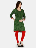 Green Printed Rayon Feeding Straight Kurti for Women