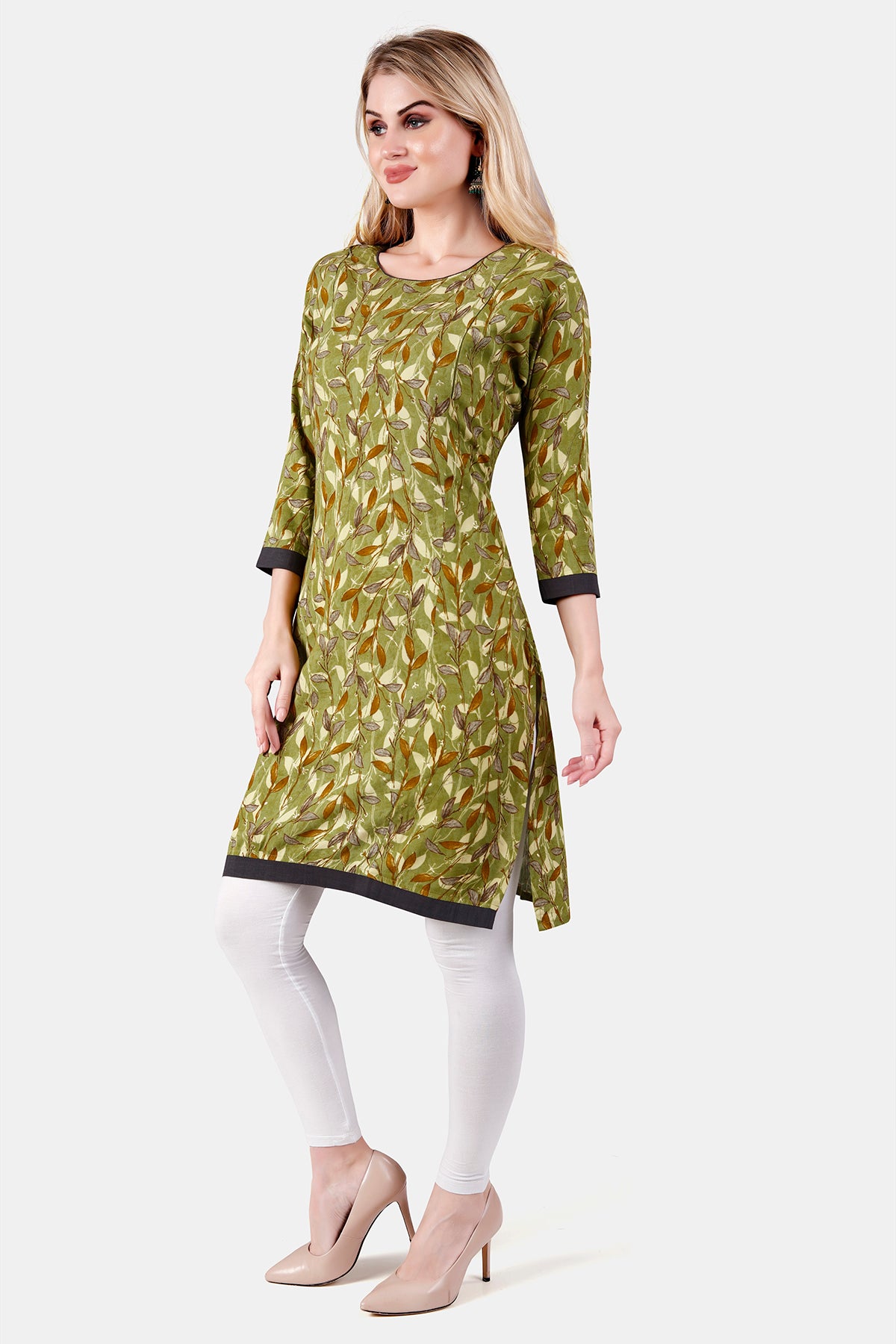 Women’s Light Green Rayon Maternity & Nursing Kurti