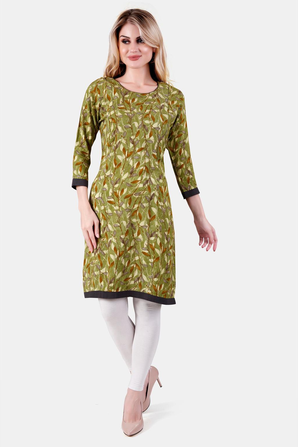 Women’s Light Green Rayon Maternity & Nursing Kurti