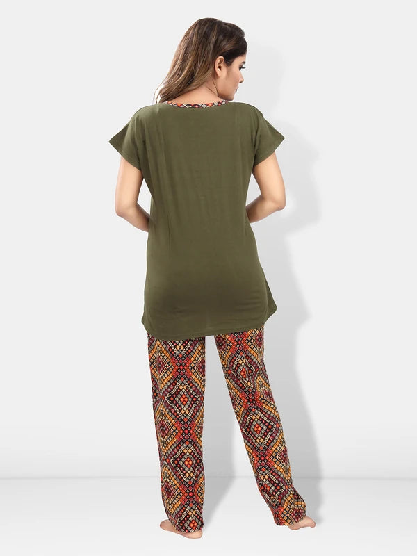 Women wearing maternity night suit back view
