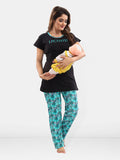 Geometric Print Cotton Feeding/Maternity Night Suit for Women