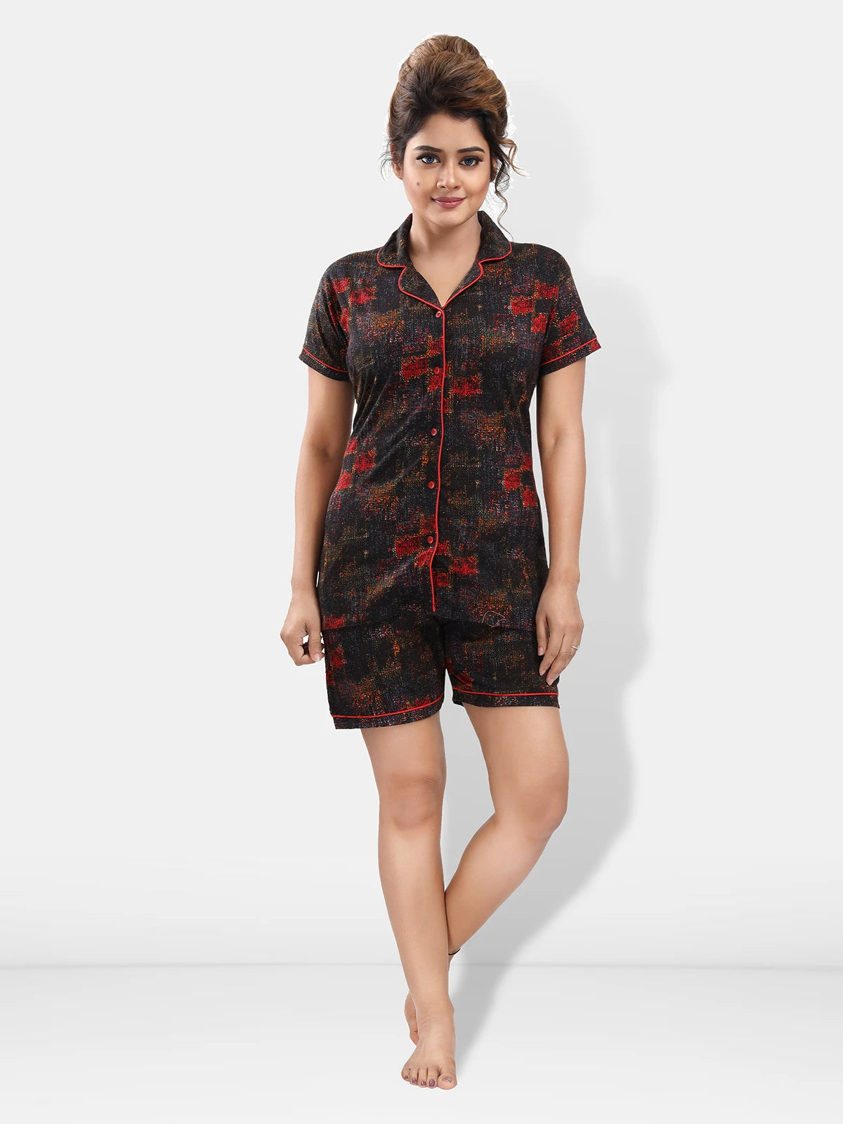 Cotton abstract print night suit for women