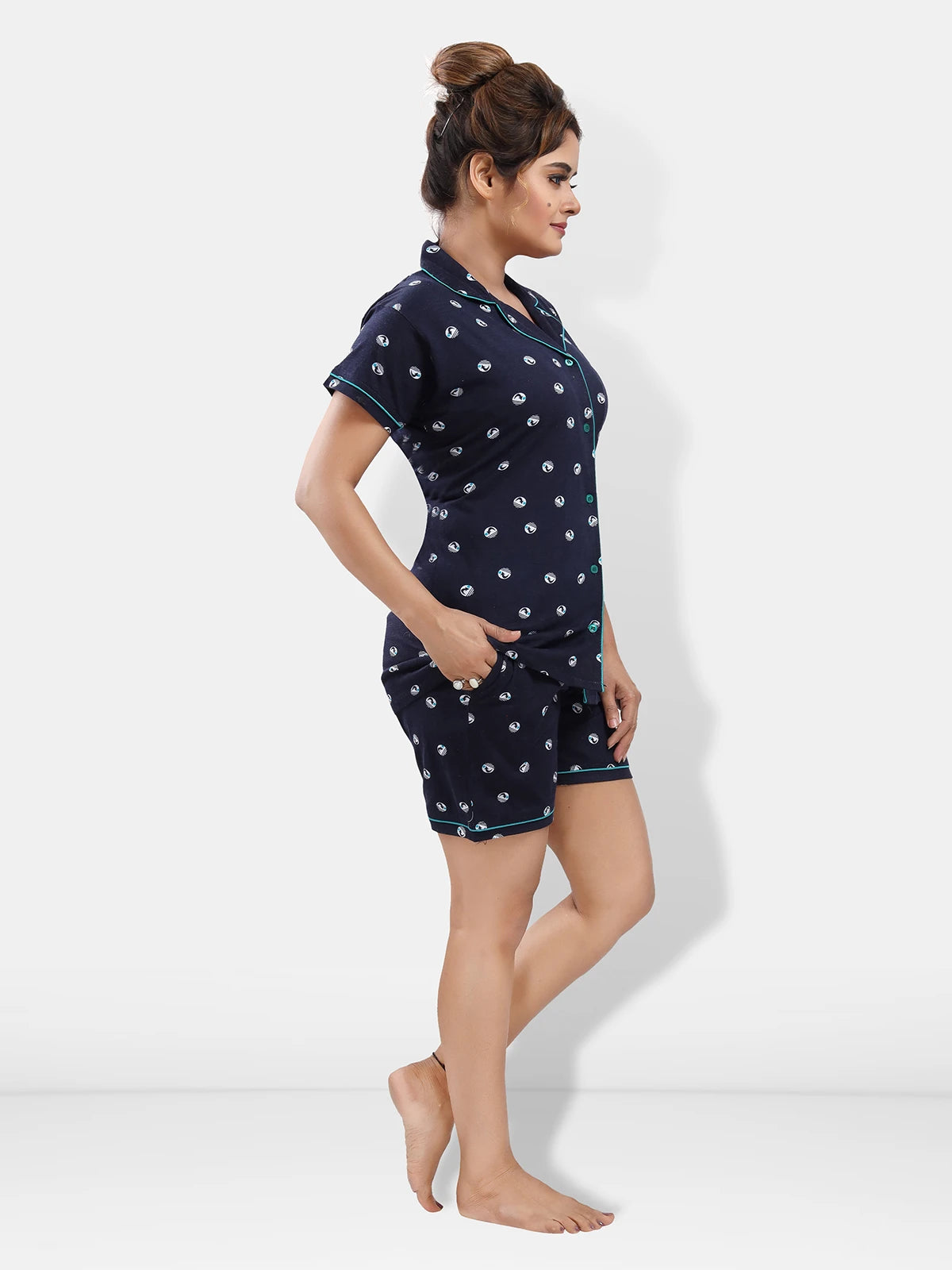 short sleeve cotton nightwear set for women
