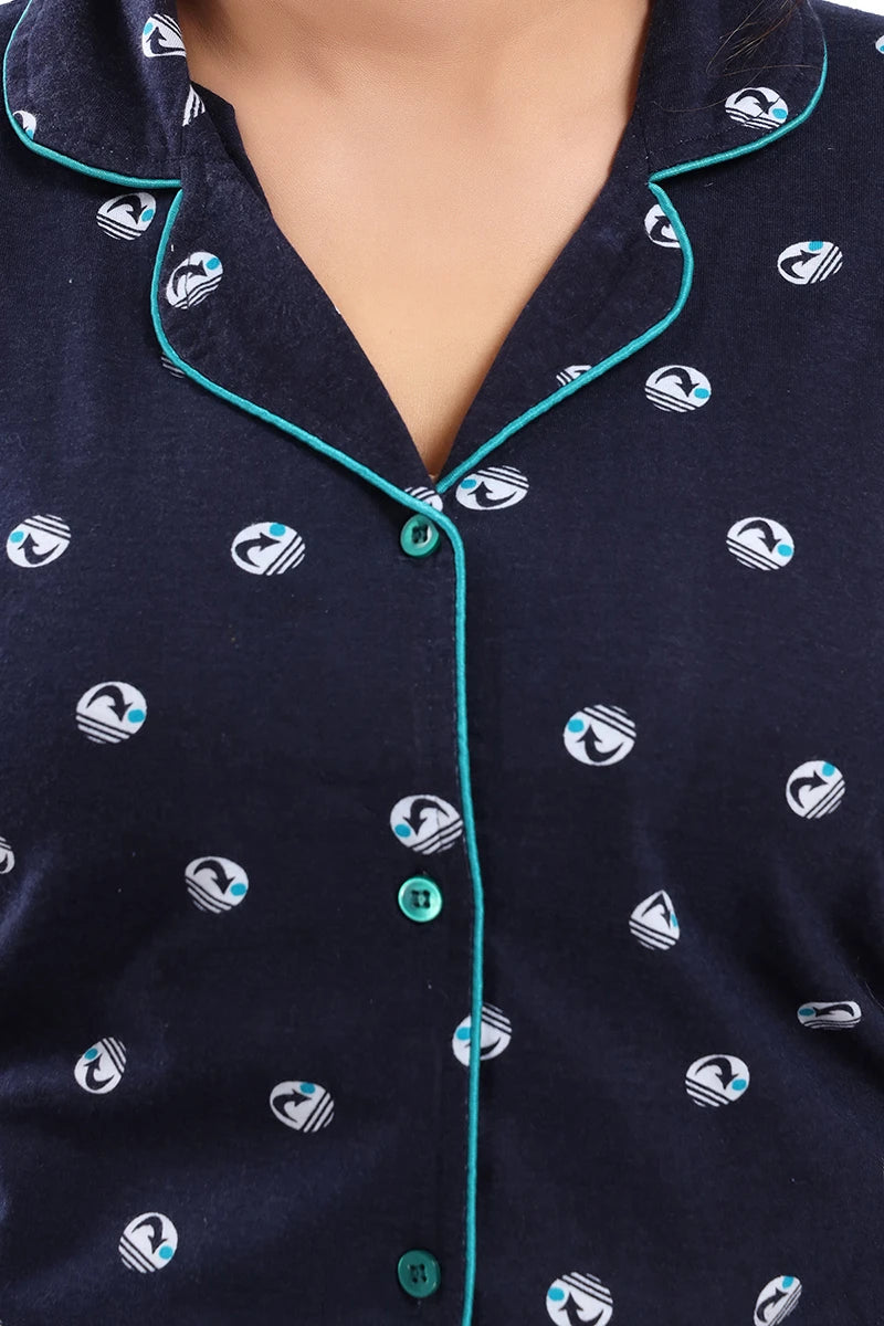 geometric print women night suit black
Close view