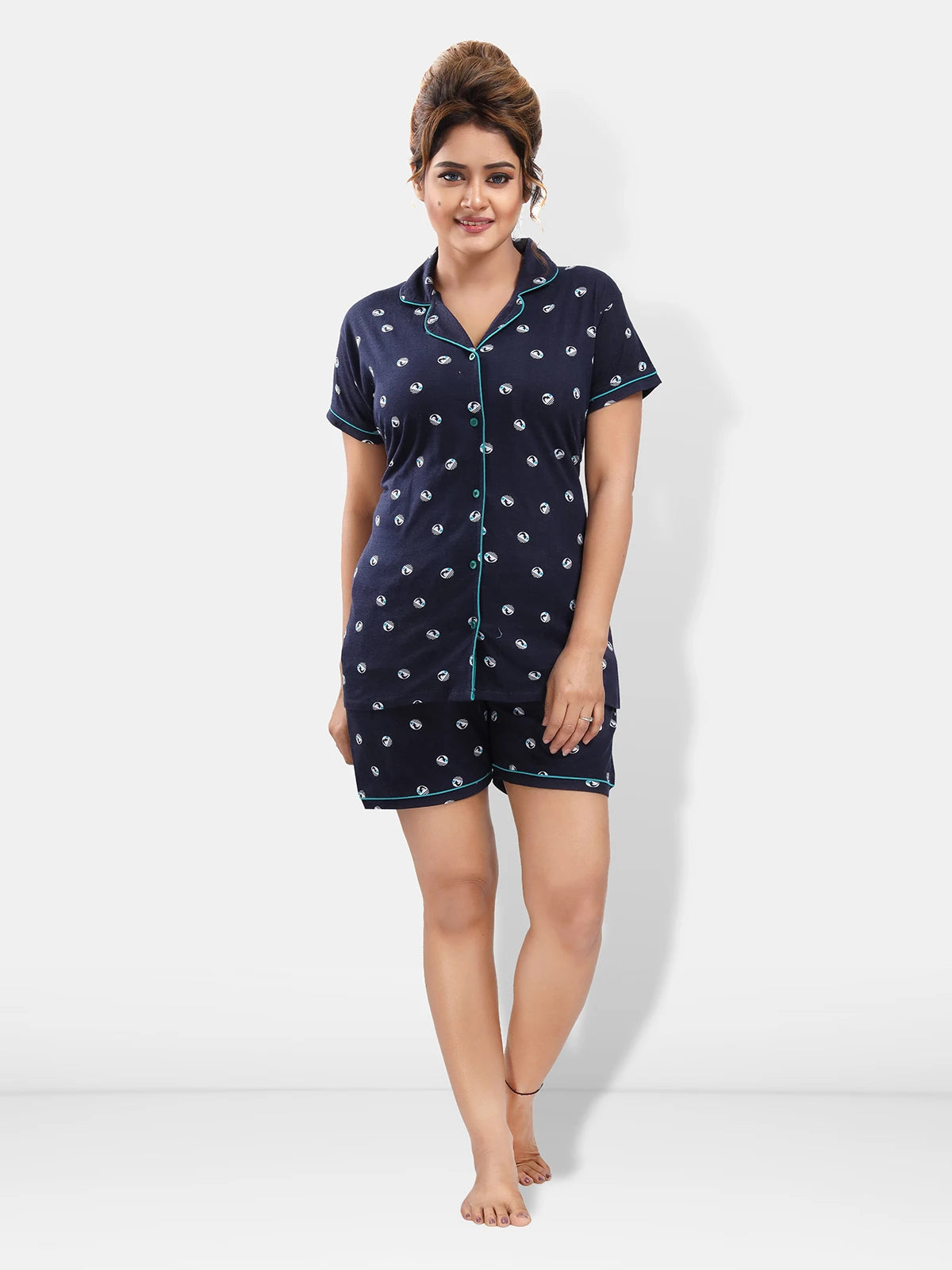 women lounge wear cotton night suit black
