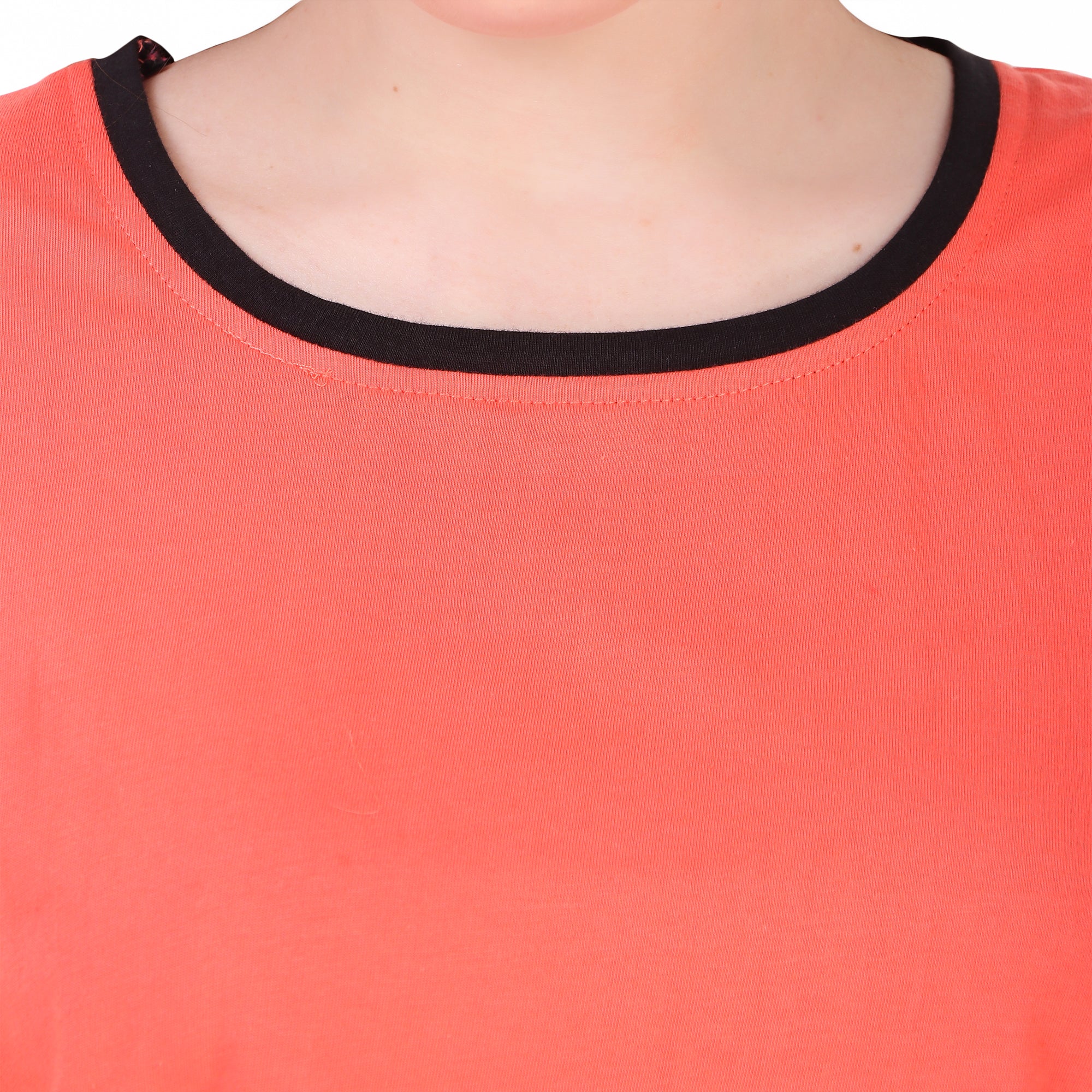 Peach Solid Cotton Crop Top & Shorts Set for Women