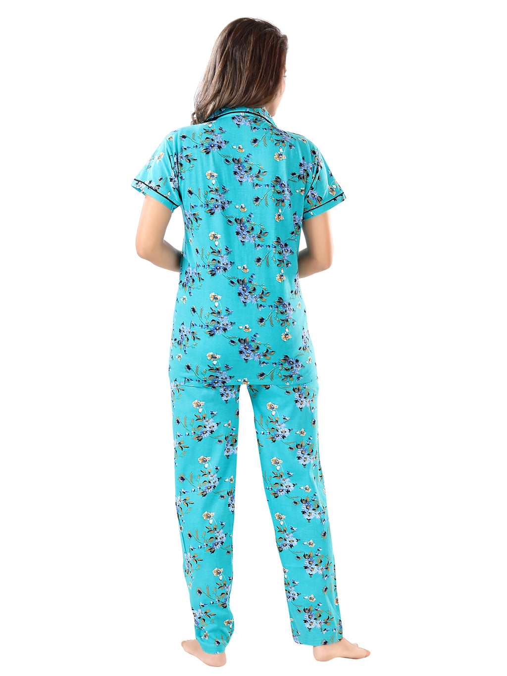 Blue Floral Cotton Night Suit Pack of 3