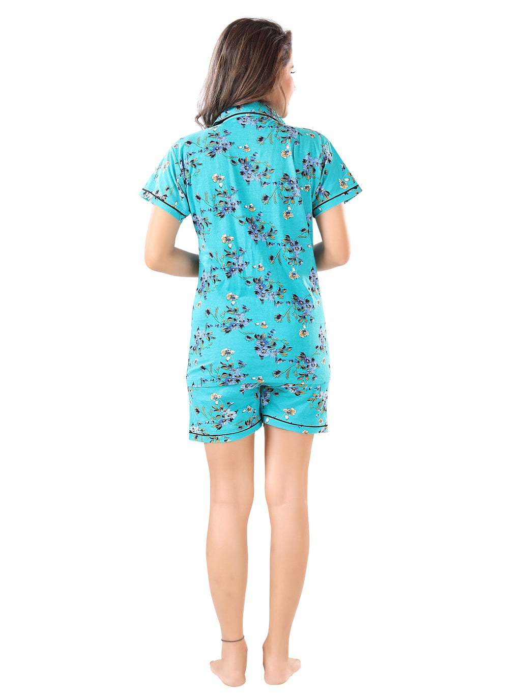 Blue Floral Cotton Night Suit Pack of 3