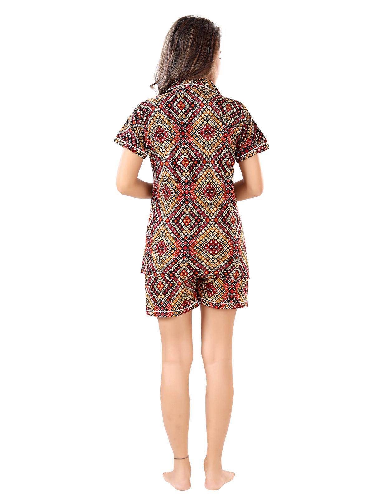 Multicolor Bandhani Print Cotton Night Suit Pack of 3 for Women