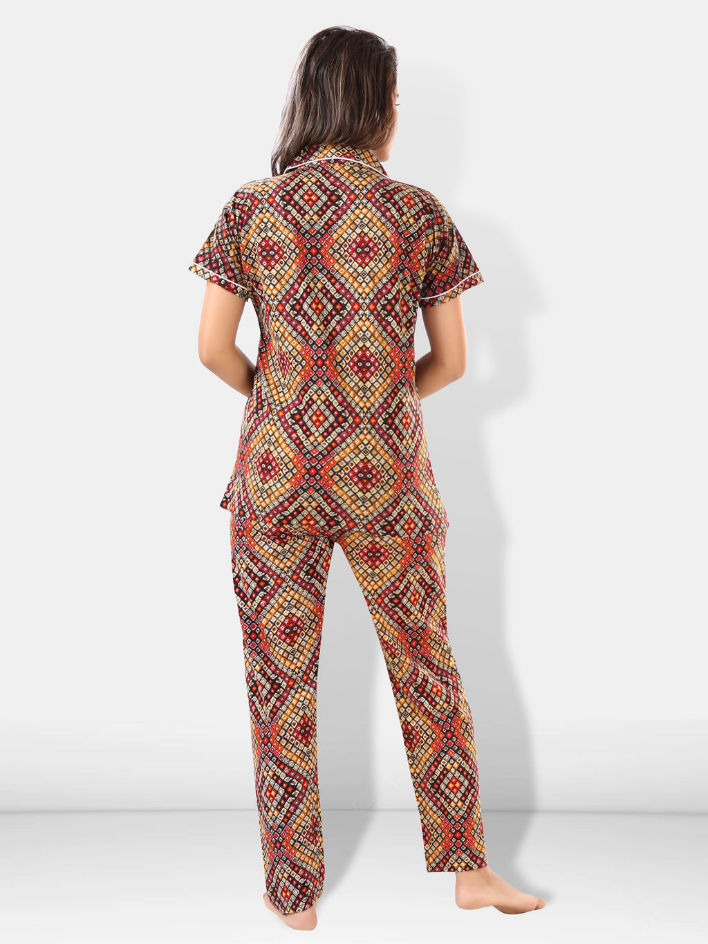 Multicolor Bandhani Print Cotton Night Suit Pack of 3 for Women