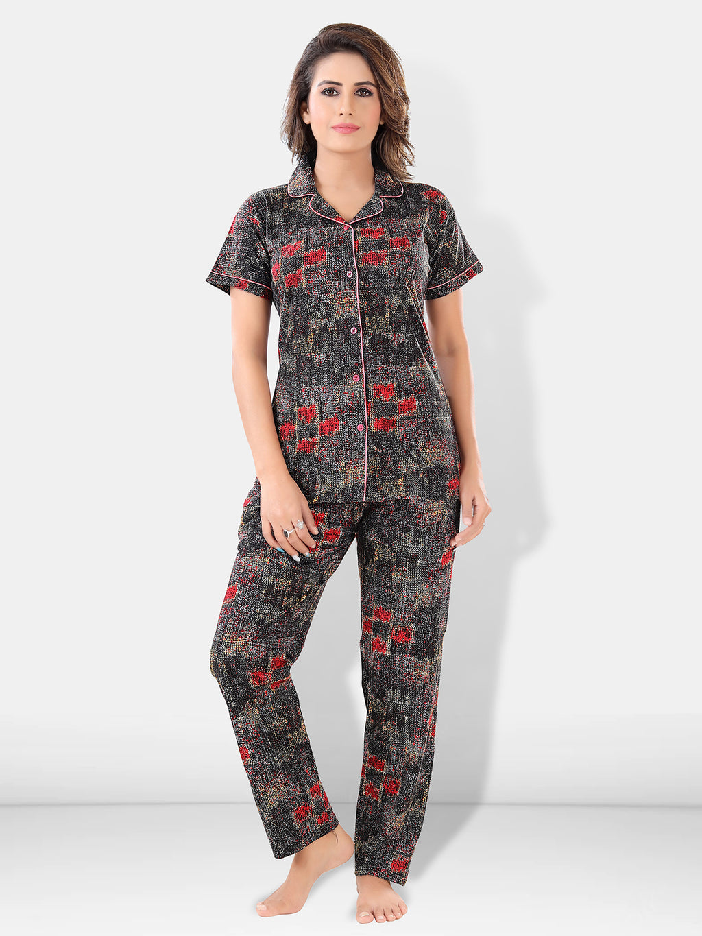 Cotton Pajama & Shorts with Shirt Night Suit Pack of 3 for Women