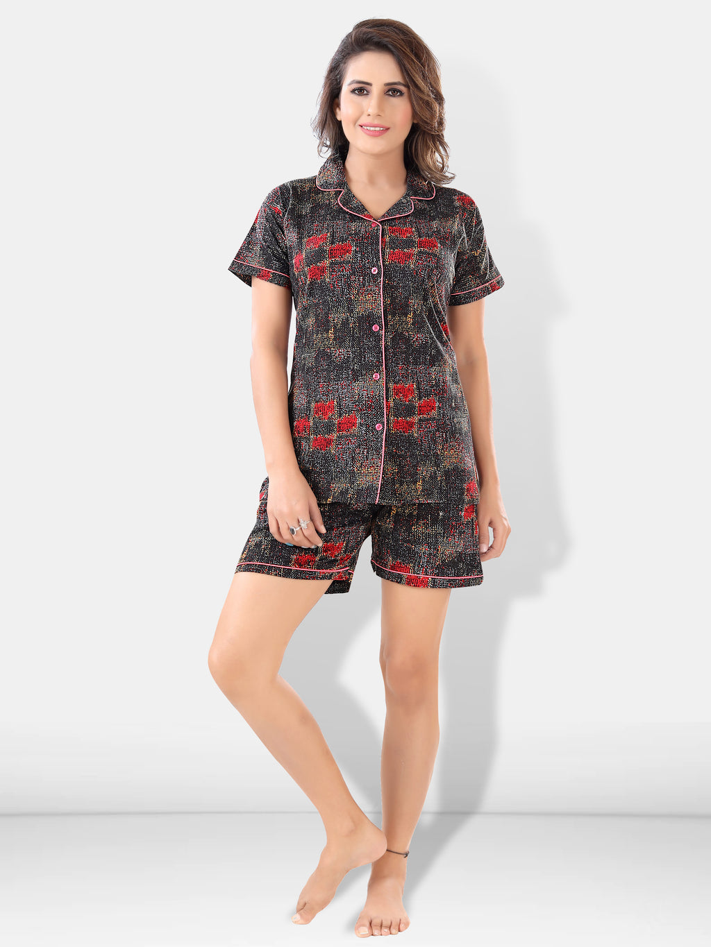 Cotton Pajama & Shorts with Shirt Night Suit Pack of 3 for Women