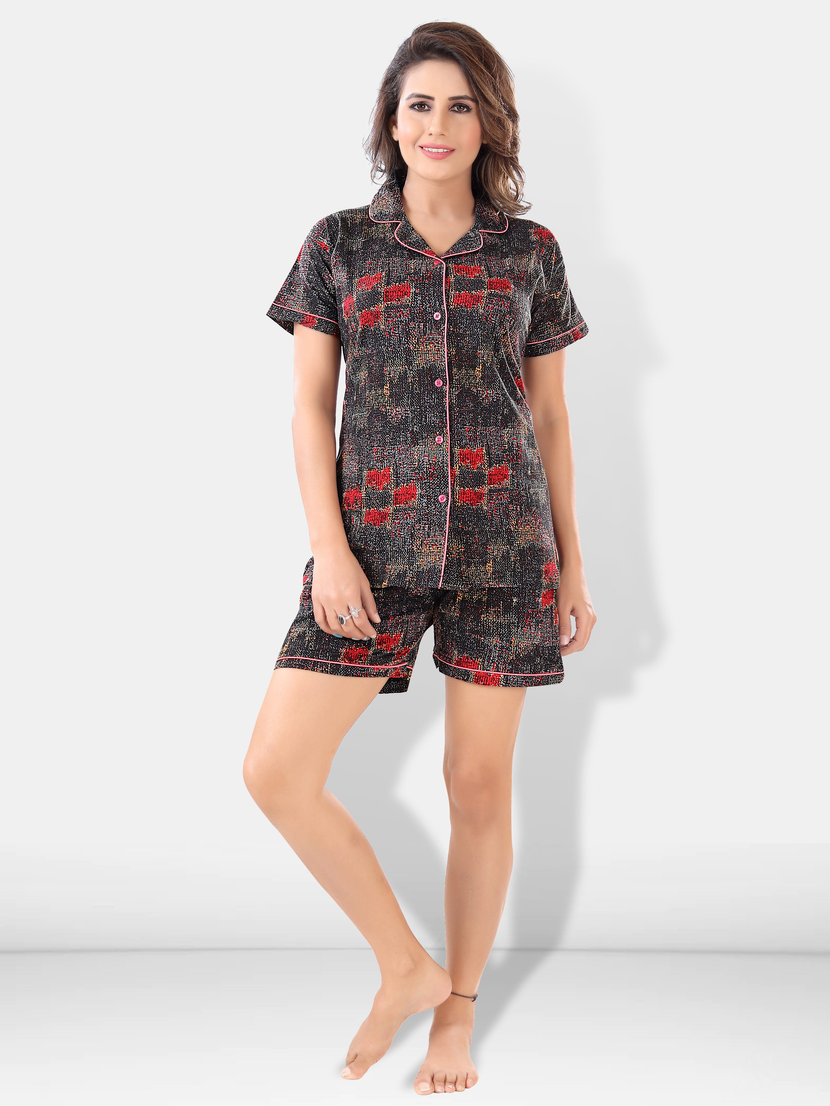 Cotton Pajama & Shorts with Shirt Night Suit Pack of 3 for Women