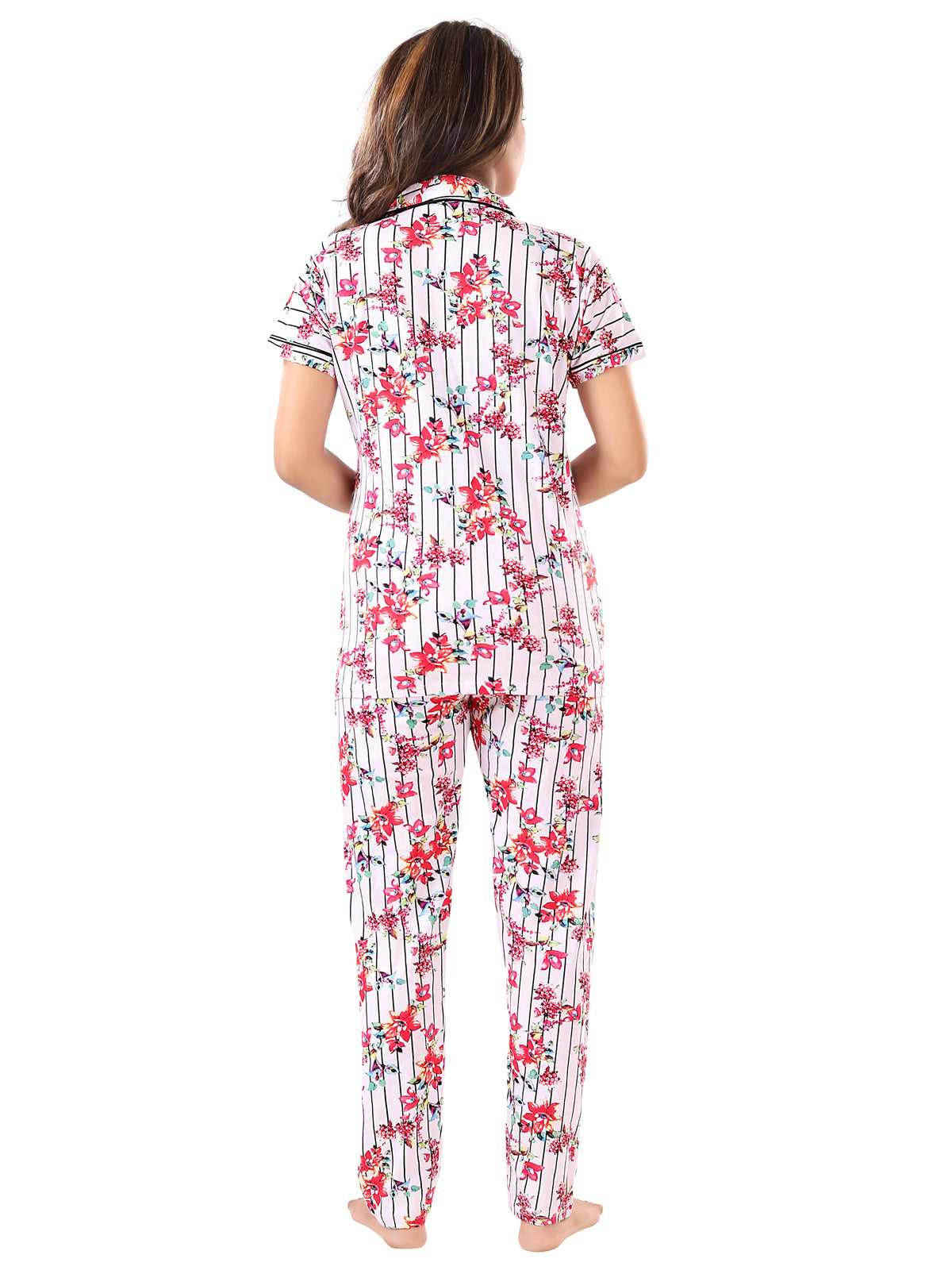 Botanical Print Cotton Night Shirt & Pajama Back