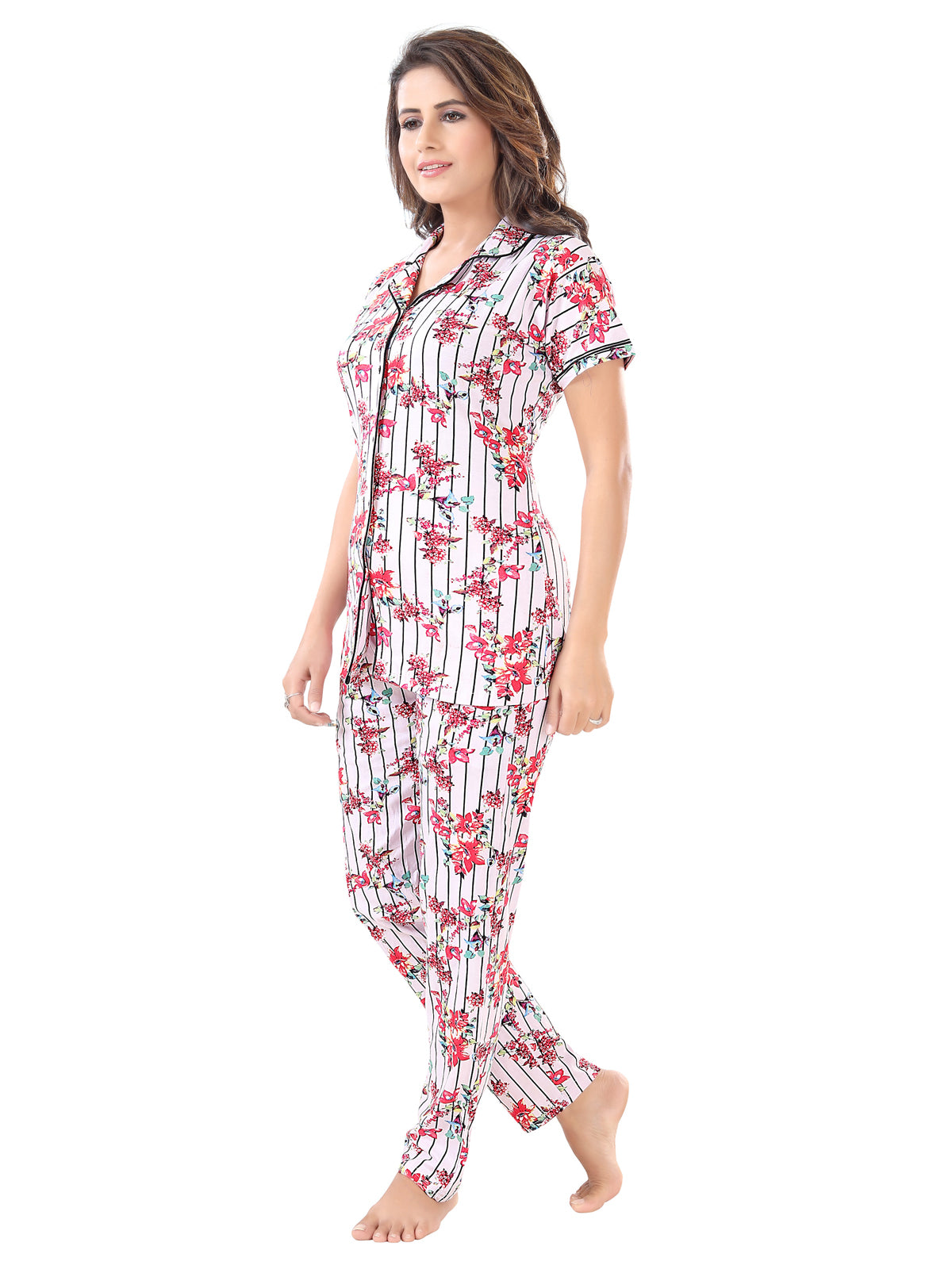 Botanical Print Cotton Night Shirt & Pajama 
