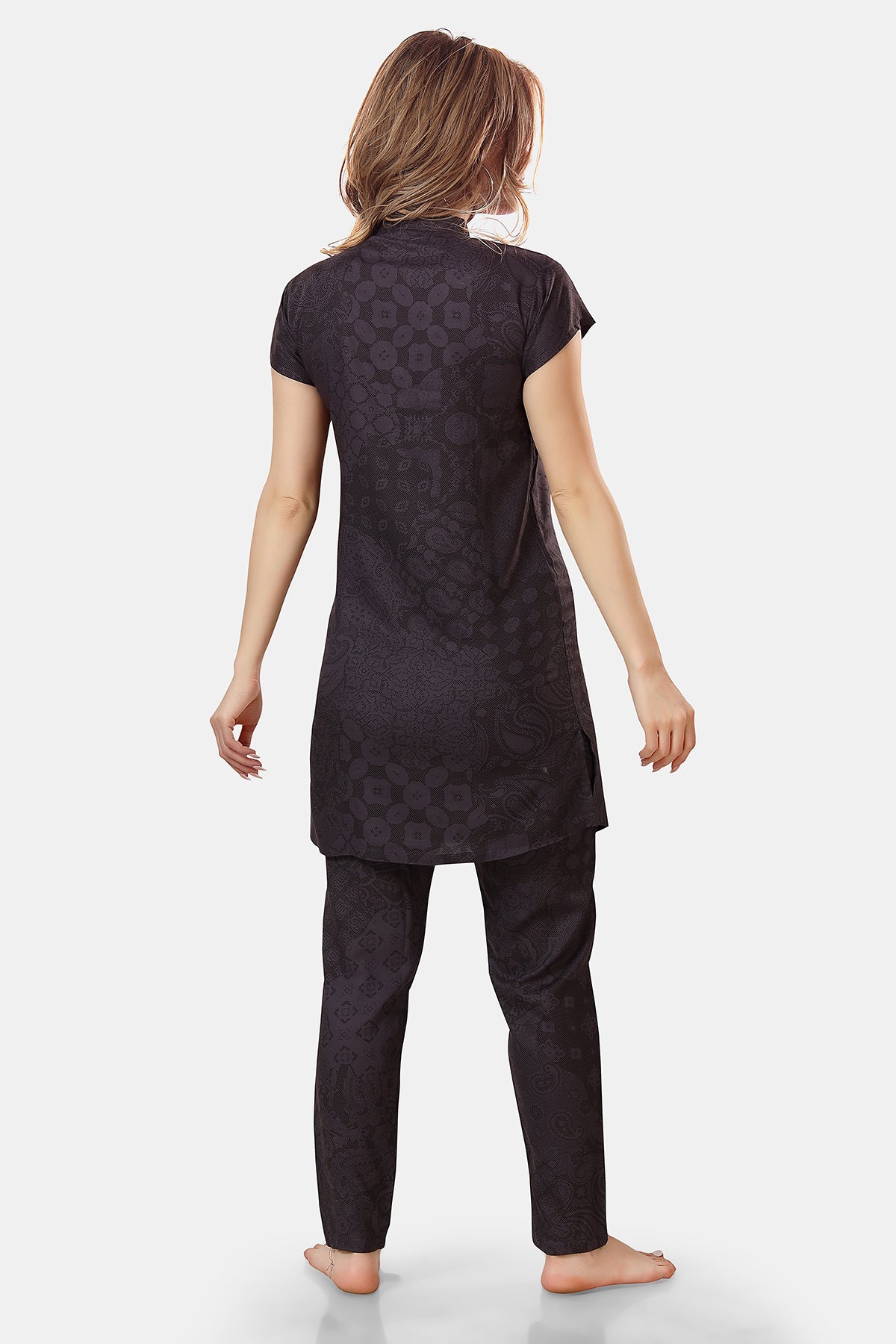 Violet Geometric Print Rayon Kurta & Pyjama Co-ord Set for Women