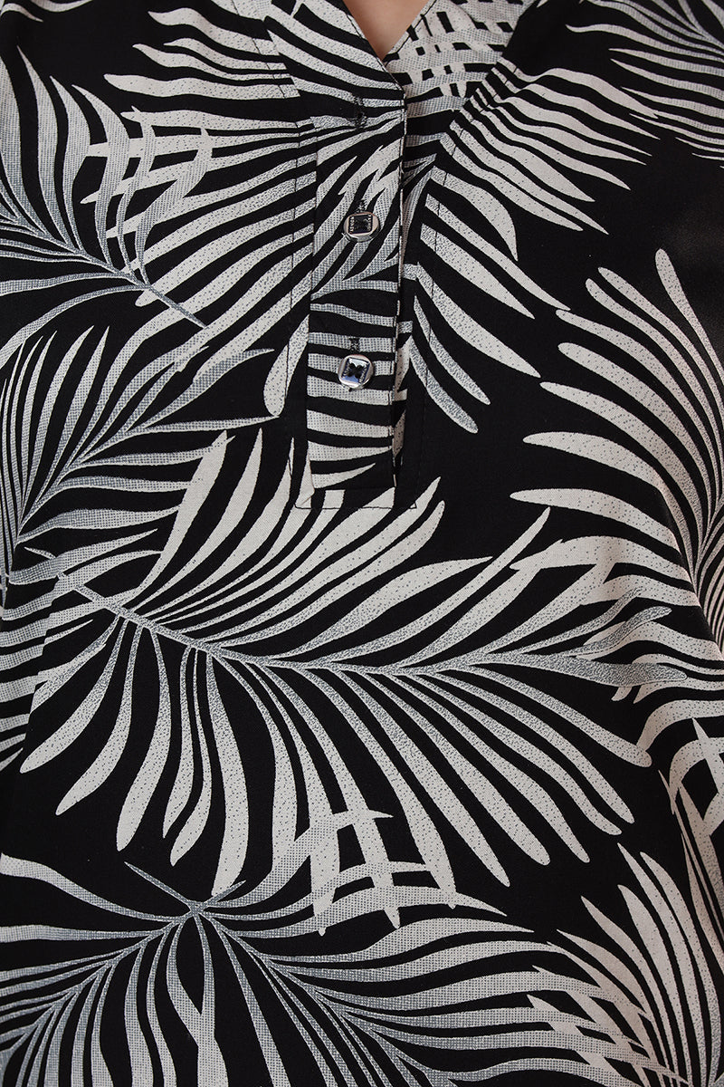 Leaf Print Rayon Kurta with Pyjama Co-ord Night Suit for Women