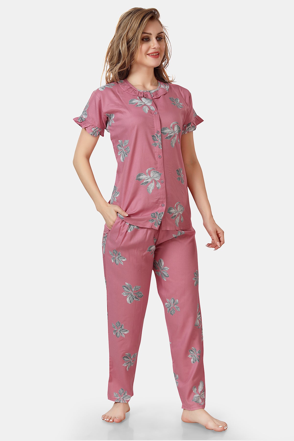 Floral Rayon Co-ord Set for Women Side