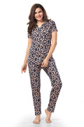 Women’s Peach Cotton Geometric Printed Nightwear Set