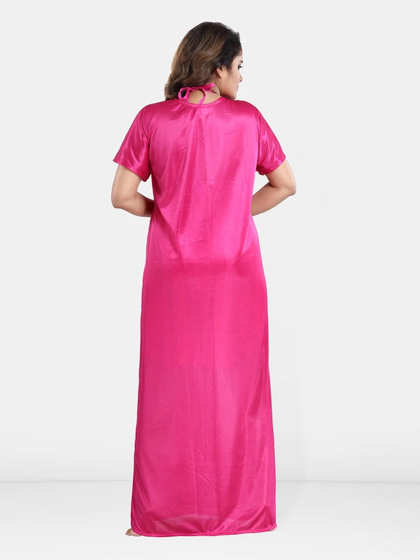 Halter neck satin nighty back view
