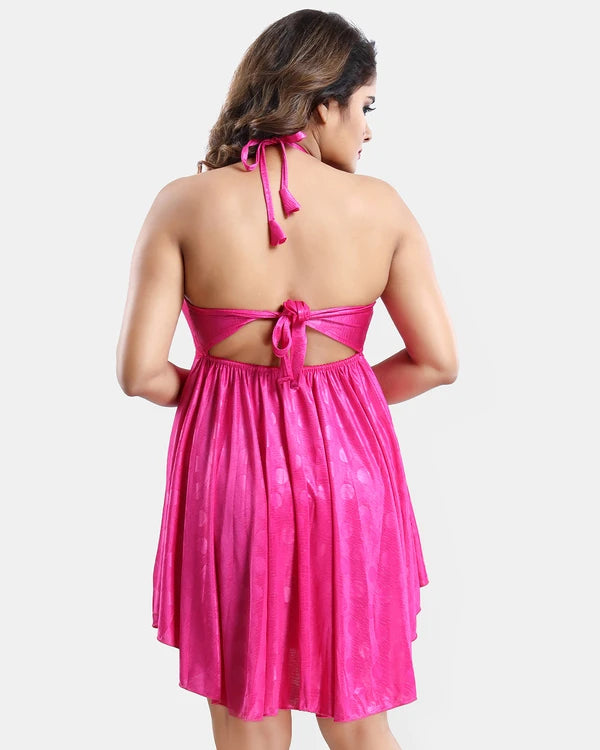 Halter neck satin nighty Second back view
