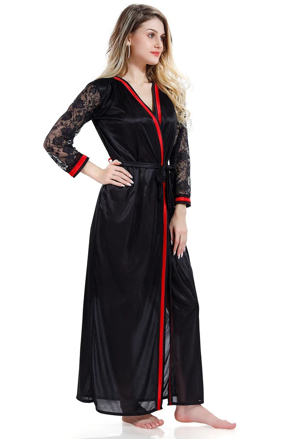 short lace nighty with long satin robe