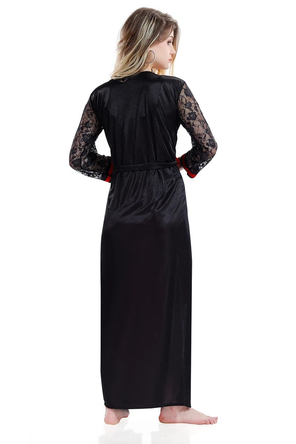 women stylish night dress with net sleeves robe
