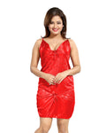 Rose Red Satin Polka Dots Sleeveless Pack of  for Women