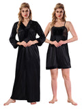 Black Satin Nighty with Robe Set