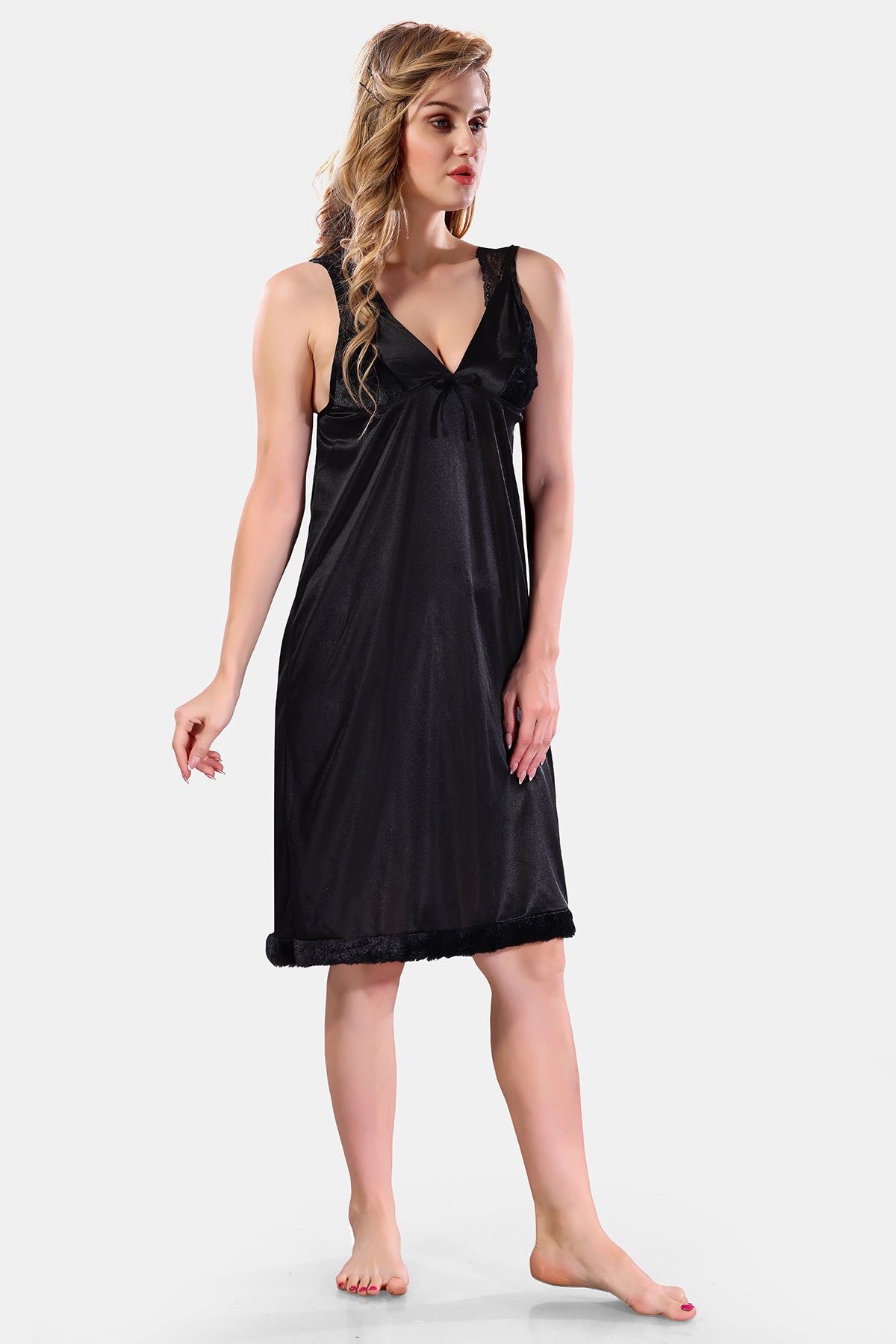Black Satin Nighty for Women