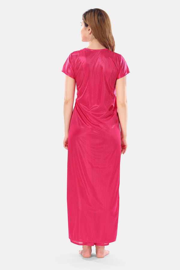 Solid Satin Nighty with Robe for Women