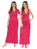 Solid Satin Nighty with Robe for Women