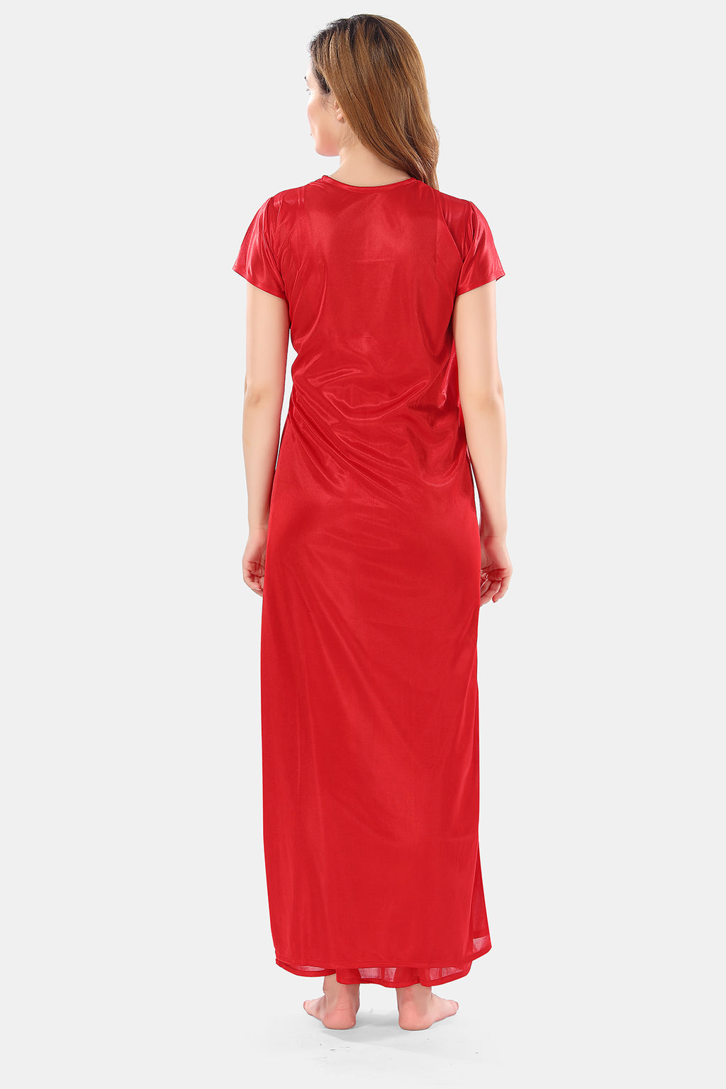 Solid Satin Nighty with Robe for Women