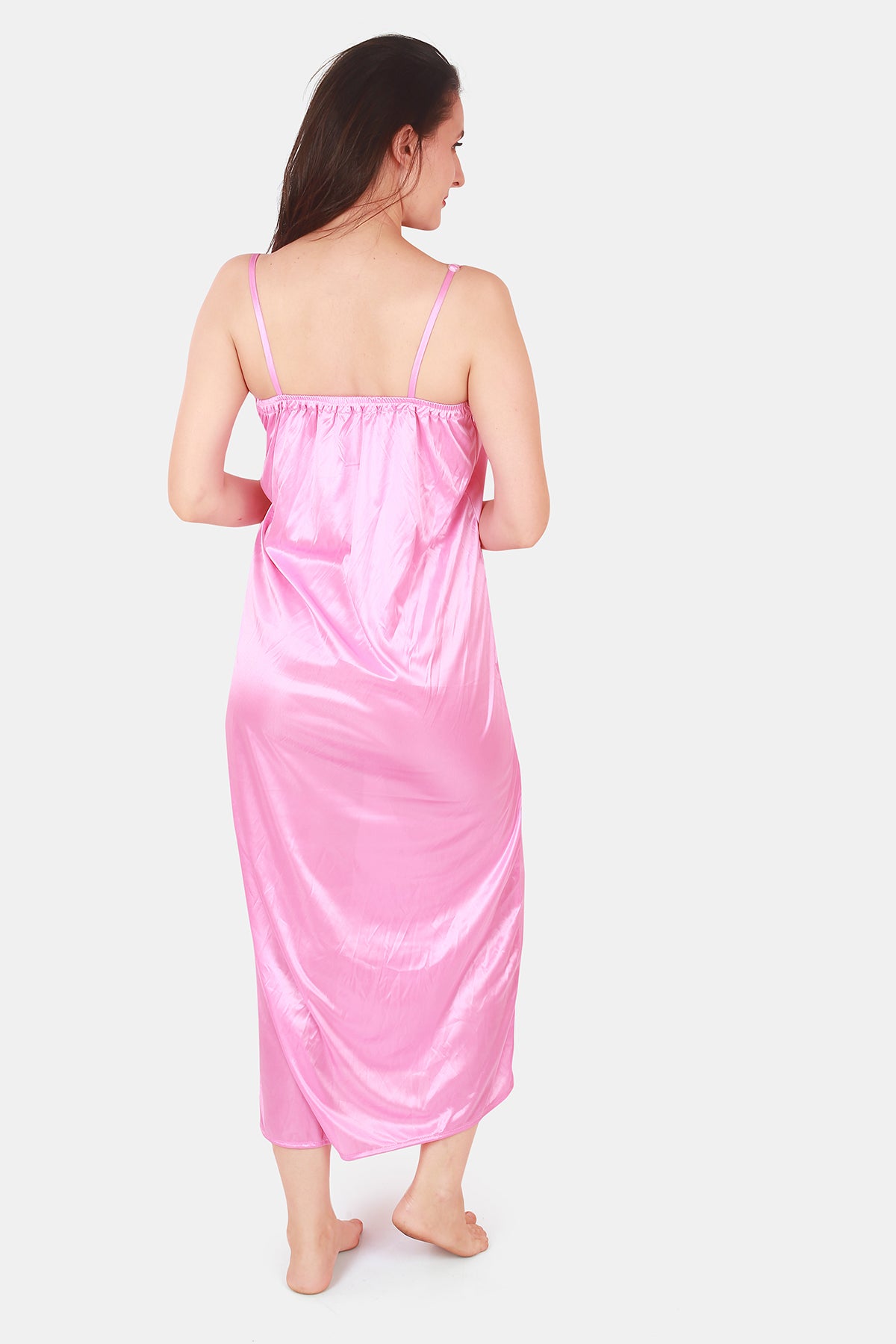 Solid Satin Nighty for Women Light  Pink Back