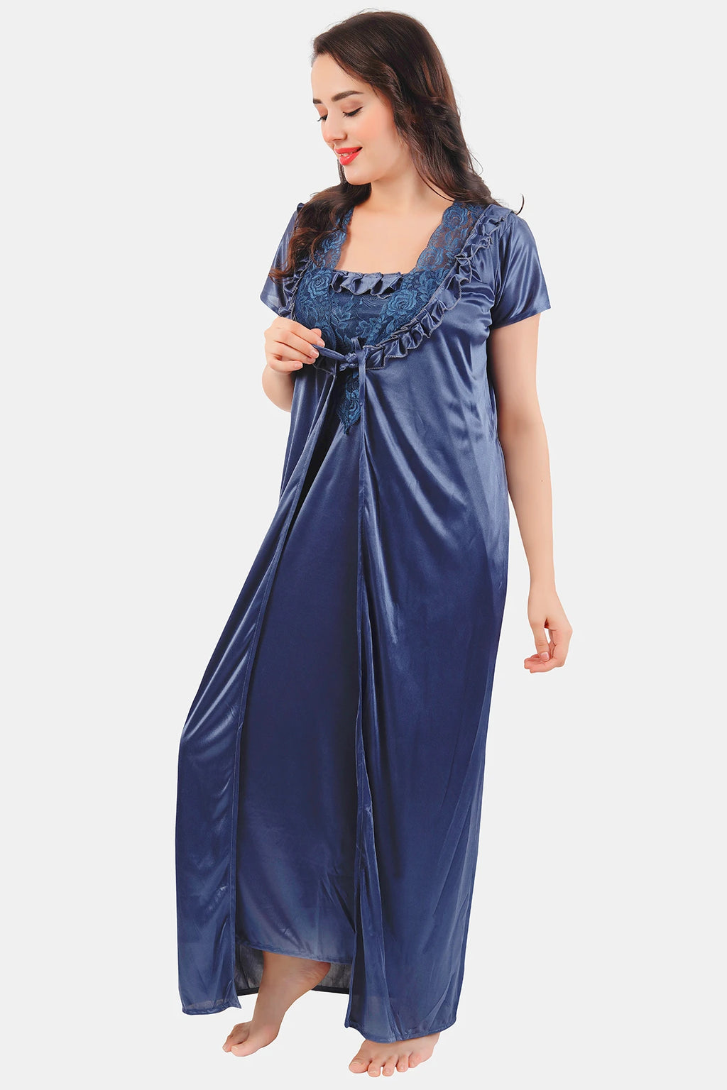 Be You steel blue nighty with matching robe